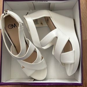 White Strappy Wedges